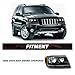 Bingbingmotor BRYGHT Headlight Assembly Fit for 1999-2004 Jeep Grand Cherokee Passenger and Driver Side Halogen with Bulbs Replacement OE Headlamp Black Housing with Amber Reflector