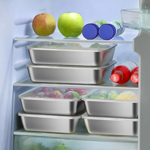 Image of 2000 ML Fridge Storage Box Stainless Steel Food Storage Containers | Food Grade, Leakproof Kitchen Organizer | Freshness Locking, Microwavable & Freezer Safe Pack of 6
