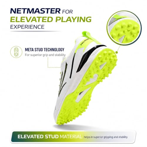 Image of PRO ASE SPORT PROASE NetMaster Cricket Shoes - Rubber Studs, Water-Resistant Upper, EVA Comfort Midsole