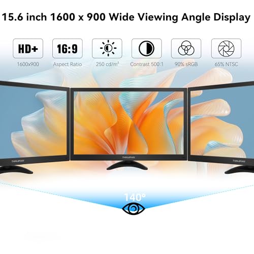 Image of 15.6 Inch Computer Monitor 1600x900 Small PC Monitor with HDMI VGA AV BNC USB Ports, 60Hz, 5Ms, VESA, Remote Control, Mini Display Built-in Speakers for Office Home