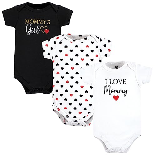 Image of Hudson Baby Unisex Baby Cotton Bodysuits, Girl Mommy Red Black, 3-6 Months