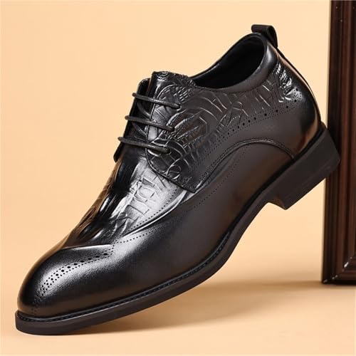 Mens British Style Brogue Business Dress Shoes Top Grain Leather Genuine Leather Commuter Formal Height Increase Footwear Lace up2