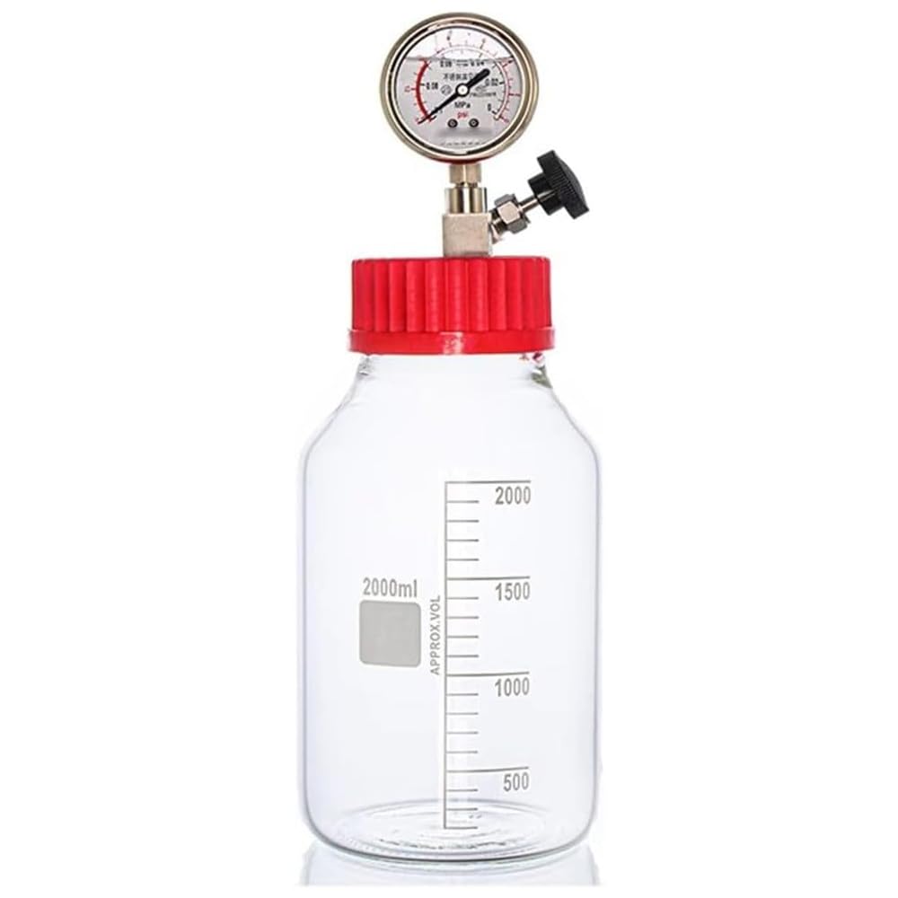 Vakuumkammer Aus Glas, Vakuumkammer-Set Mit Edelstahlmanometer Und Klarer Graduierung Für Harze, Silikone Und Epoxidharze 2000ml