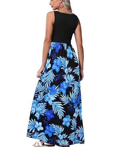 Image of Bluetime Women's Summer Boho Sleeveless Floral Print Tank Long Maxi Dress (S-3XL)