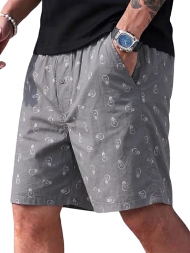 Image of Men's Cotton Casual Shorts |Striped Half Pants for Men |Comfortable | Elastic Waist with Drawstring | Lightweight & Comfortable for Beach Vacations, Casual Daily Outings & Sleepwear Bermuda Shorts