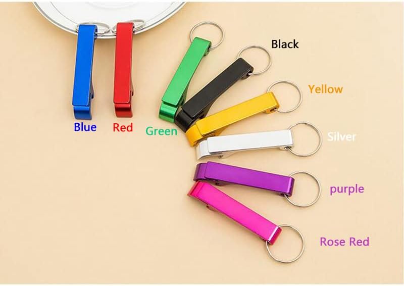 Vista 4 de SEIWEI Abrebotellas de cerveza de metal, llavero de aluminio, abrebotellas de bolsillo con llavero para latas de bebidas de bar para hombres