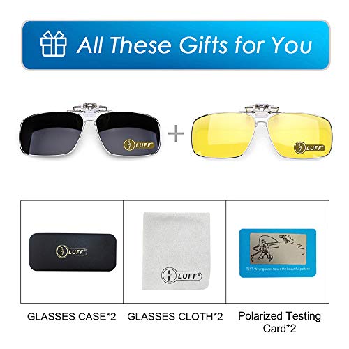 Image of LUFF Polarized /Night Vision Clip on Sunglasses /Myopia Glasses for Driving Black-Yellow