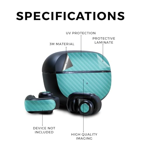 Image of Carbon Fiber Skin Compatible with Bose Ultra Open Earbuds - Solid Turquoise - Premium 3M Vinyl Protective Wrap Decal Cover - Easy to Apply | Crafted in The USA by MightySkins