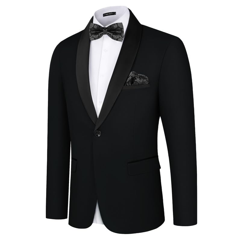MAGE MALE Men's Tuxedo Jacket Slim Fit One Button Solid Blazer Jacket for Dinner,Prom,Party4