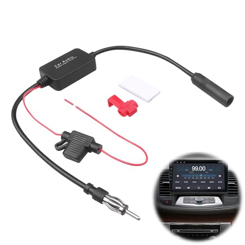 Amplificador Antena Coche - 12V Adaptador Antena Radio Coche, Amplificador de Señal de Dntena de Coche para Radio FM/Am Automóvil, Mejora La Recepción de Radio para Auto, SUV, Camiones