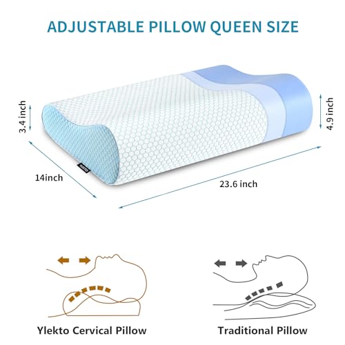 Memory Foam Pillows Neck Pillow Bed Pillow for Sleeping Ergonomic Cervical Pillow Orthopedic Contour Pillow for Side Back Stomach Sleeper