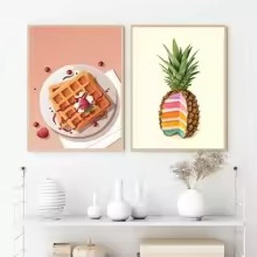 Peinture sur toile pain et dessert pour décorer le salon