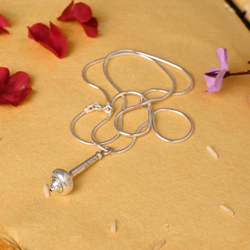 Image of DHRUVS COLLECTION Exclusive 925 Pure Silver Hanuman Gadha Pendant With Chain for Unisex (Weight - 5 Grams)
