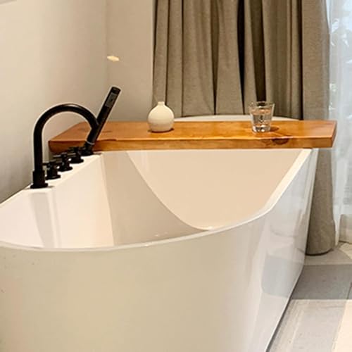Bandeja de bañera – Estante grueso impermeable de madera maciza para leer, sostener tabletas, libros y velas en el baño