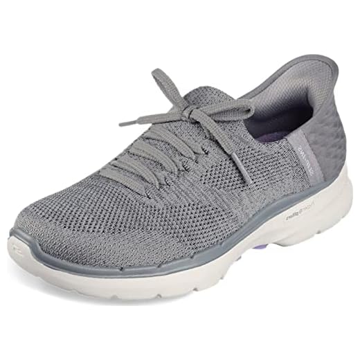 Skechers Tênis feminino Hands Free Slip-ins Go Walk 6-Lovely Day, Cinza/lavanda, 40