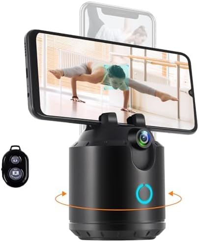 FUNTELL Smart Motion Tracking Phone Holder with remote control and a smartphone mounted.