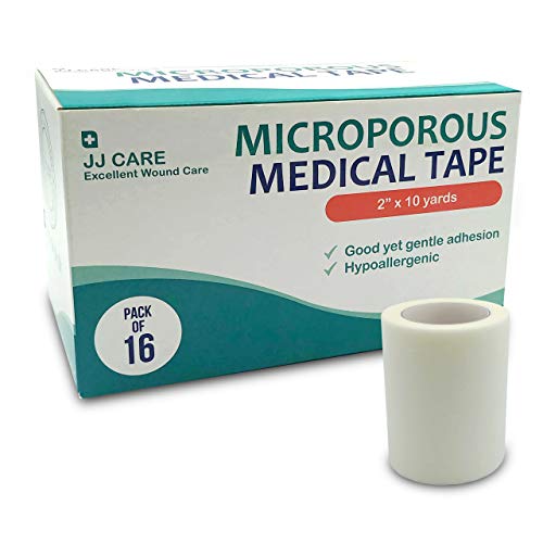 JJ CARE [Pack of 16] Microporous Tape, Medical Paper Tape 2 inches x 10 Yards, Hypoallergenic Paper Surgical Tape, Latex Free Adhesive for First Aid Supplies