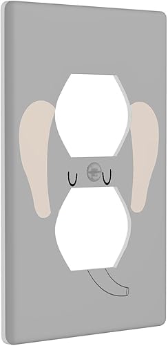 Miniatura 2 de Cubierta de interruptor de luz dúplex de elefante de dibujos animados de 1 banda, cubiertas de enchufe, placa frontal decorativa para receptáculo