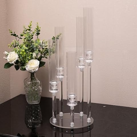 VINCIGANT 5 Arm Acrylic Candelabra Holder Cover