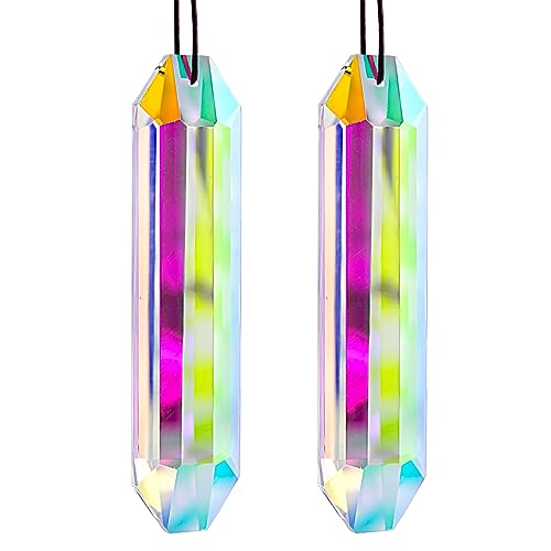Hdcrystalgifts 2Pcs 5 Inch Large Crystal Sun Catcher Prisms, Ab Colored Hexagone Hanging Suncatchers, Rainbow Maker For Windows, Room, Chandelier, Garden Home Decor thumb #7