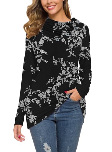 Image of WEACZZY Women's Long Sleeve Shirts Button Cowl Neck Casual Loose Tunic Tops Blouse Dressy Fashion 2026