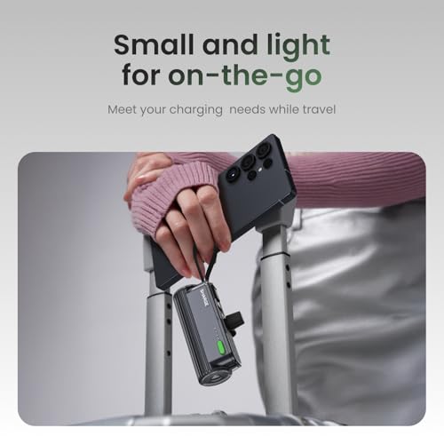 Image of sharge Flow Mini 2 Power Bank with Built-in Cable 22.5W Max Portable Charger for Travel, Fast Charging Battery Pack with iOS and USB-C Connector for iPhone 17 /16 /15 /14, Galaxy, Google, and More