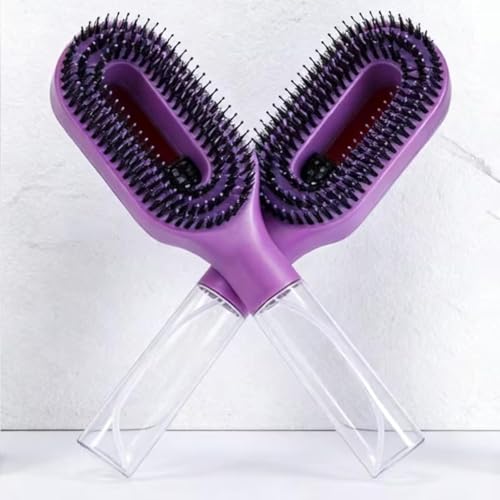 Image of 2-in-1 Spray Comb Hair Brush with Built-In Mist Bottle - Anti-Frizz Detangling Brush for Men, Women & Kids | Long, Thick & Curly Hair | 55ml Refillable Water Reservoir (Purple)