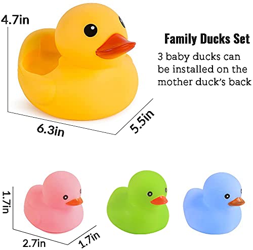 Bath Duck Toys 4Pcs Family Rubber Ducky Float&Squeak Baby Toddlers Preschool Bathtub Shower Toy (Colorful) #TOP6