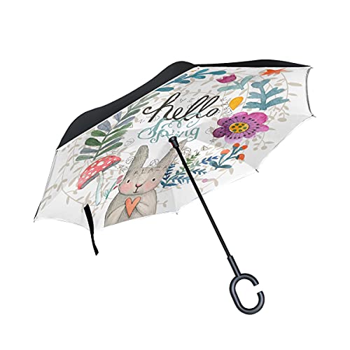 Parapluie inversé lapin coupe-vent double couche anti-UV femme