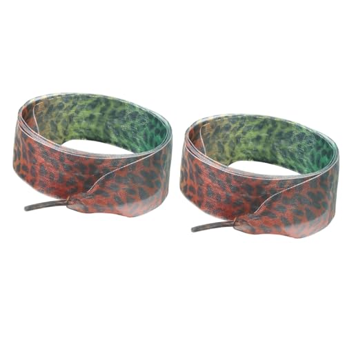 [Worpo] 2.5cm Wide Leopards Print Shoelaces Wide Flat Shoe Lace Anti Slip Polyester Fabric Sneakers Lace for Adult Teen Footwear