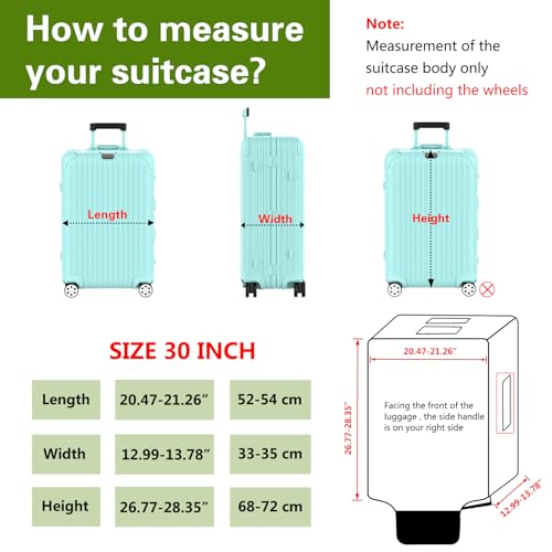 YHOUSE Suitcase Covers For Luggage, 30 Inch Clear PVC Luggage Covers Protector Full Thicken Transparent Waterproof Suitcase Sleeve With Large Velcro for 30" Wheeled Suitcases