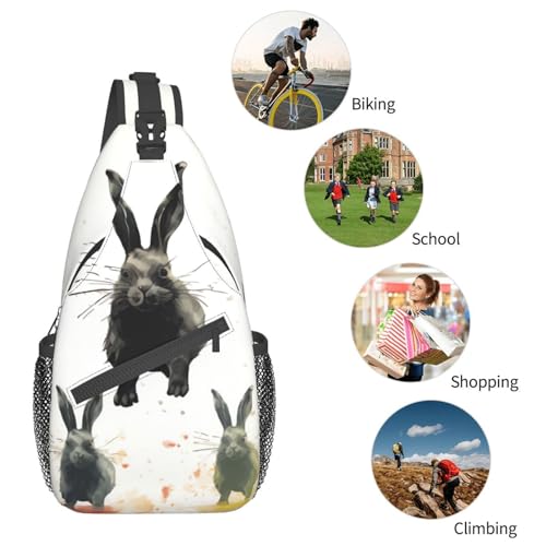 Bolso bandolera unisex con diseño de conejos para exterior miniatura 6