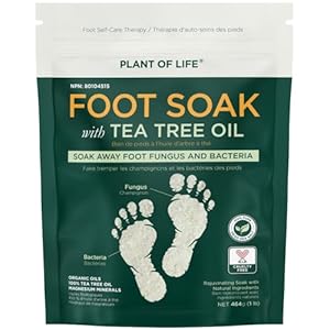 PLANT OF LIFE Tea Tree Oil Foot Soak with Epsom Salt – for Toenail Fungus and Bacteria, Foot Odor, Soothen and Relax Tired, Sore, Achy Feet. – 16 Oz