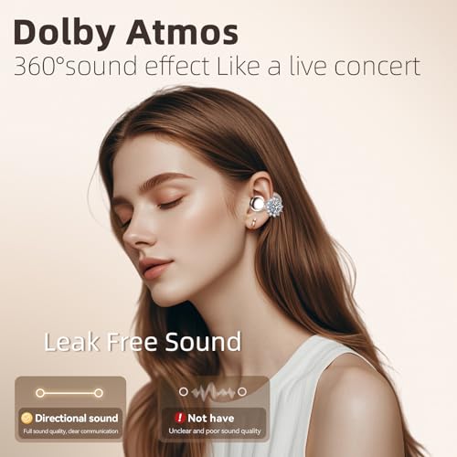 Image of Jewelry-Inspired Clip On Earbuds,Comfortable Fit Open Ear Clip-On Headphones,Wireless Bluetooth Ear Cuff Headphones for Women,Removable Clip Earbuds Accessories