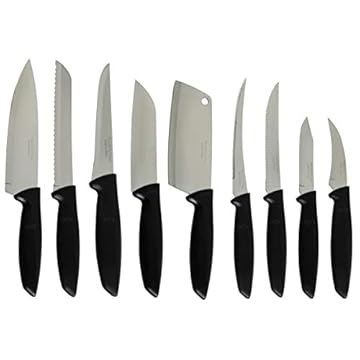 Jogo de Facas Tramontina Plenus com Lâminas em Aço Inox e Cabos de Polipropileno Preto 9 Peças