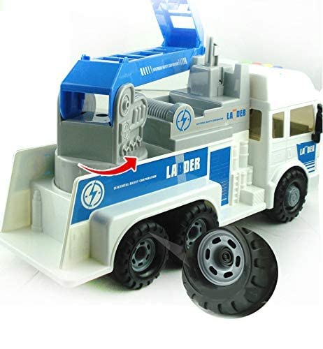 Image of Toy Truck Diecast Cars Truck with Light and Sound Pull Back Vehicles Toy Trucks for Kids ?Colors as Per Stock? (Fire Resque Ladder)
