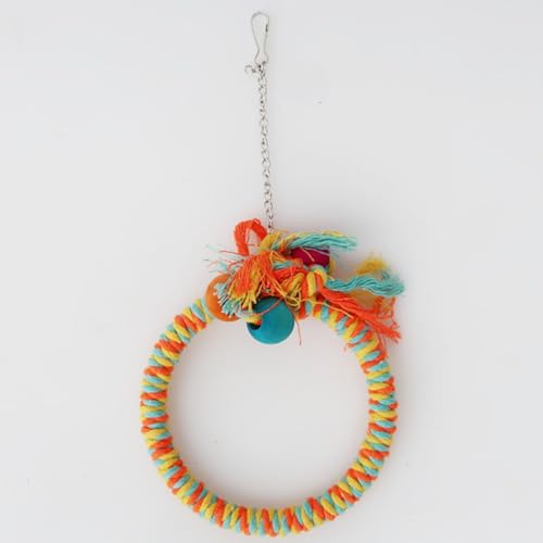 Image of Circular Bird Swing Cotton Rope Stand Toy for Small Birds Parrot Parakeet Cockatiel Conure Budgie Finch Quaker(L)