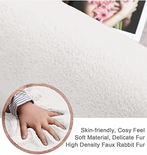 Image of Floor Rug Rabbit Fur 2000 GSM Living Room Mats Anti Skid Water Absorbent Easy Machine Washable Rectangular Rug for Bedroom|Floor| Size 5x7 Feet (150x210 Cm) White