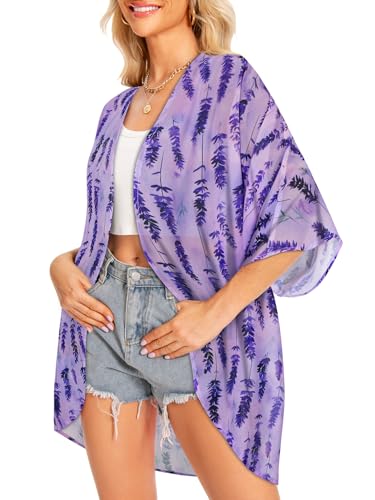 Image of Women Kimono Cardigans Casual Summer Tops Cover up Open Front Floral Print Resort Wear 2026