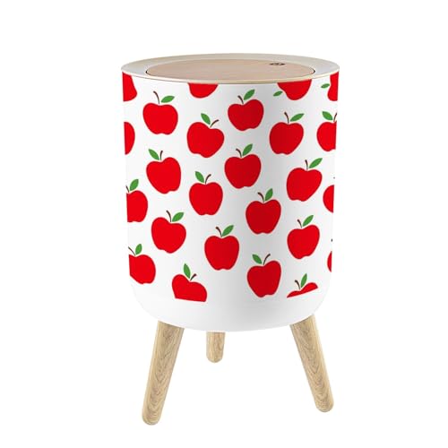 Basurero pequeño con tapa estampado manzanas rojas 7L