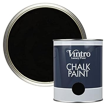 Vintro | Black Chalk Paint | Furniture Paint | Shabby Chic | Upcycle | Decorate | Ultra Matt Finish | 1 Litre (Victorian Black)