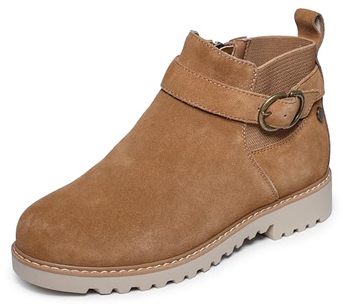 Best Arch Support Ankle Boots: Comfort & Style Guide 12 Skechers Women's ARCH FIT MARLIE - FLIRTY VIBES, Wrap around Buckle Side Zip Low Fashion boot, TAN, 9.5M
