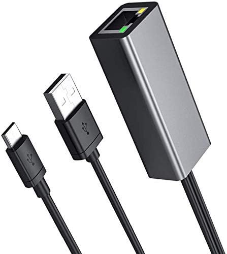 Fire TV Stick Ethernet Adapter,Ethernet Adapter for Fire Stick and Chromecast,Chromecast Ultra 4k,Fire TV Cube,Chromecast 3/2/1,Micro USB to LAN RJ45 with Power Supply Cable