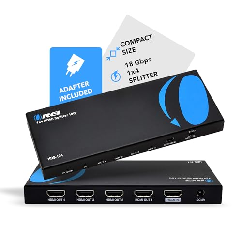 Image of OREI HDMI Splitter 1 in 4 Out - 4K@60Hz HDMI 2.0 Splitter with HDCP 2.2, EDID Management, and LPCM /Dolby /DTS Audio Support - Compact Plug & Play Design