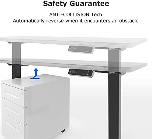 SANODESK EK2S Bureau Électrique Assis Debout Réglable en Hauteur Piètement en Acier à 2 Colonnes, avec Télécommande Écran Tactile de 4 mémoires, Gris