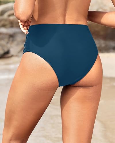 Image of Holipick Women High Waisted Bikini Bottoms Tummy Control Swimsuit Bottoms Strappy Swim Bottom