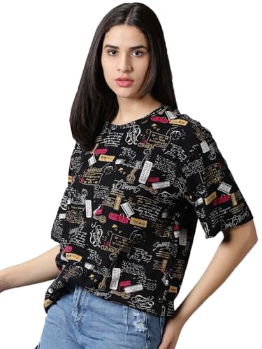 Image of RodZen Oversized Loose Fit Half Sleeves Cotton Round Neck Printed T-Shirt for Womens /Girls