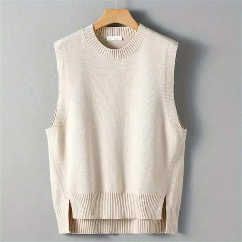 Men’S Casual Loose Fit O-Neck Knitted Sweater Vest Korean Popular Style Fashion Sleeveless Solid Color Waistcoat2