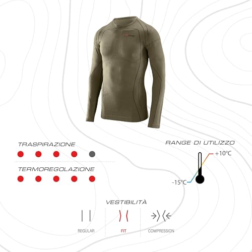 X Tech Sport Design Predator 3 Technical Crew Neck Jersey, Medium Weight, Thermoregulating and Breathable, Outdoor Multisport, Army Green, army green, L/XL X Tech Sport Design Predator 3 Technical Crew Neck Jersey, Medium Weight, Thermoregulating and Breathable, Outdoor Multisport, Army Green, army green, L/XL