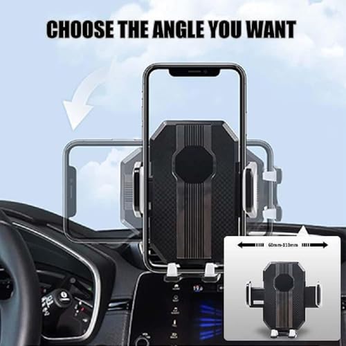 Image of Car Phone Holder Mount for Dashboard, Windshield & Car Window - 360 Adjustable Long Arm Mobile Holder with Strong Suction Base, One-Touch Lock Clamp for Smartphones